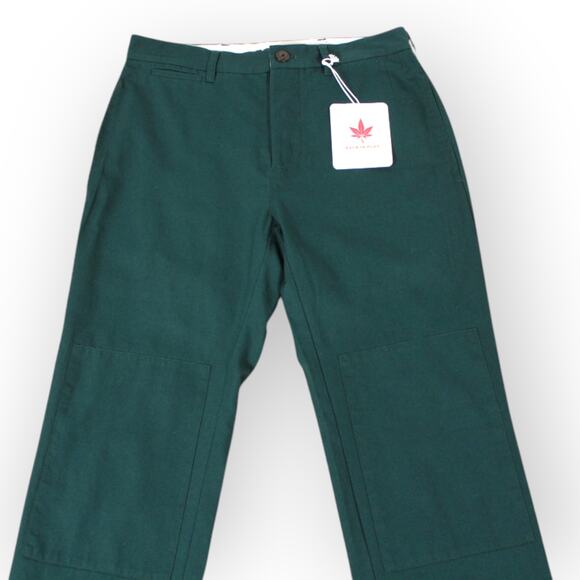 BOAST USA Mens 30x32 Patch Canvas Chino Pant ForestGreen Cotton Flat NWT - Picture 9 of 13